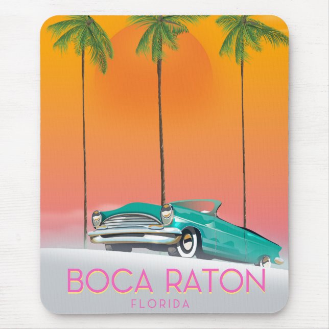 Tapis De Souris Boca Raton Florida affiche de voyage. (Devant)