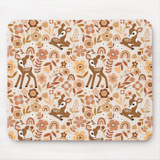 Tapis De Souris Boeuf mignon cerf modèle floral (Devant)