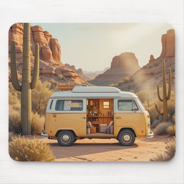 Tapis De Souris Boho Camper Van Desert Print (Devant)
