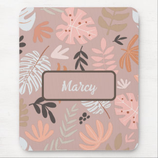 Tapis De Souris Boho Earthtone Feuilles tropicaux Personnalisés