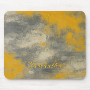 Tapis De Souris Boho Elegance Abstraite moutarde & Gris Art