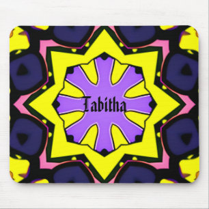 Tapis De Souris Boho jaune, violet, bleu, rose design.