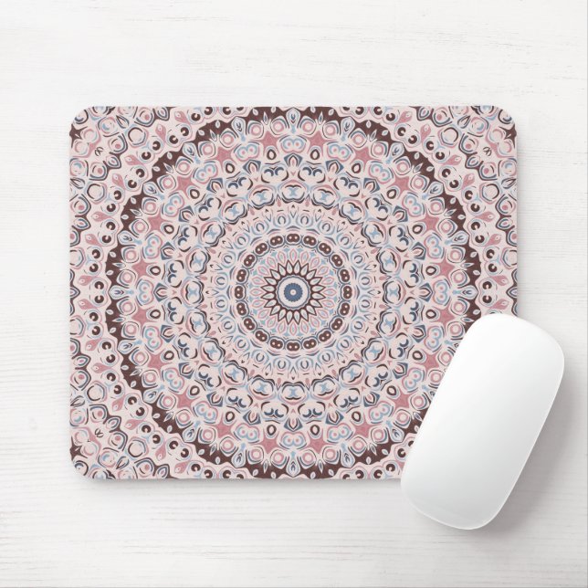 Tapis De Souris Boho Pink and Blue Mandala Pattern (Avec souris)