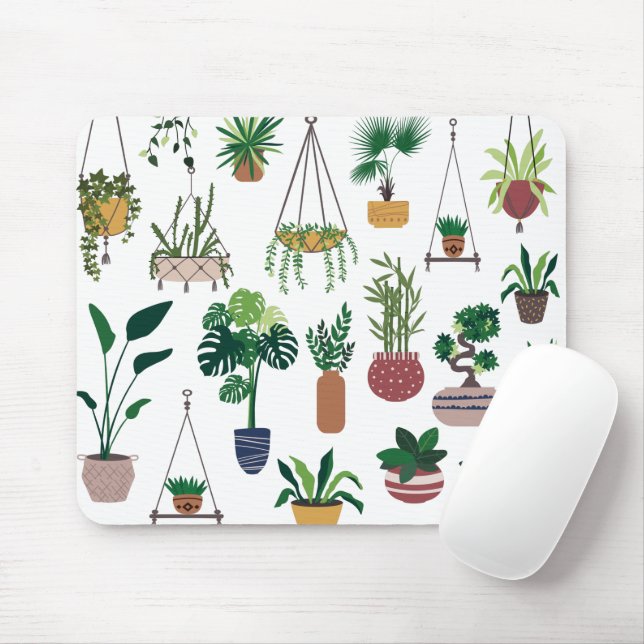 Tapis De Souris Boho Plante Lady Illustration Art (Avec souris)