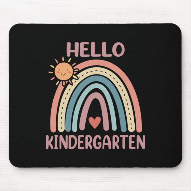 Tapis De Souris Boho Rainbow Heart For Teachers Women Hello Kinder (Devant)