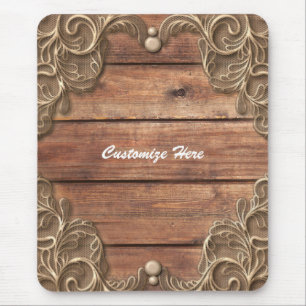 Tapis De Souris Bois de dentelle rustique vintage western farmhous