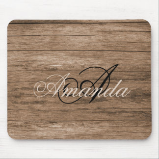 Tapis De Souris Bois rustique Conçu Monogramme Souris
