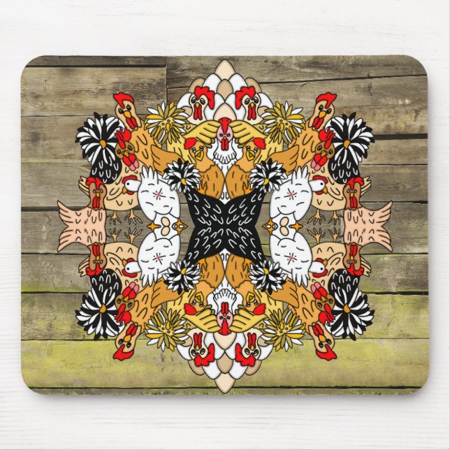 Tapis De Souris Bois rustique Main dessinée Drôle Drôle Dessin Car (Devant)