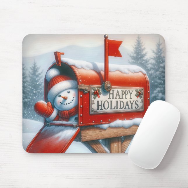 Tapis De Souris Boîte aux lettres de Noël avec neige (Avec souris)