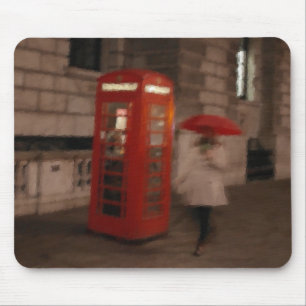 Tapis De Souris Boite téléphonique London Rainy Day / Umbrella Mou