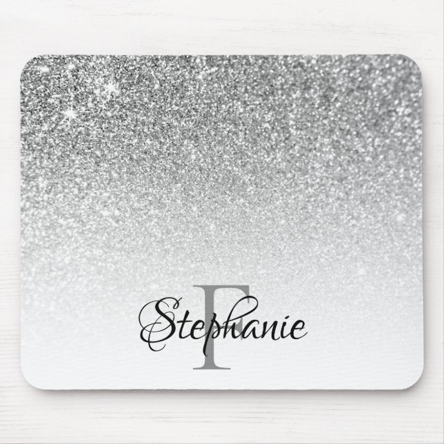 Tapis De Souris Bokeh Silver Grey Parties scintillant Blanc Ombre  (Devant)