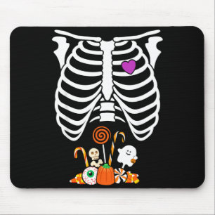Tapis De Souris Bonbons d'Halloween squelette cage thoracique radi