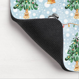 Tapis De Souris Bonhomme de neige avec sapin en motif aquarelle