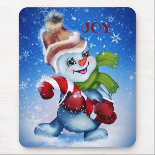 Tapis De Souris Bonhomme de neige avec une écharpe