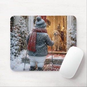 Tapis De Souris Bonhomme de neige de Noël sur skis