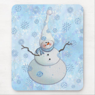 Tapis De Souris BONHOMME DE NEIGE, ÉCHARPE et CASQUETTE de NEIGE