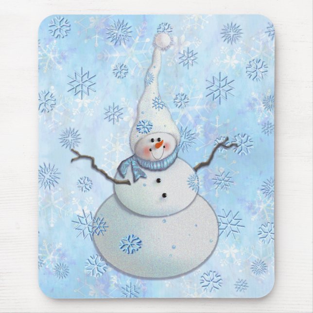 Tapis De Souris BONHOMME DE NEIGE, ÉCHARPE et CASQUETTE de NEIGE (Devant)