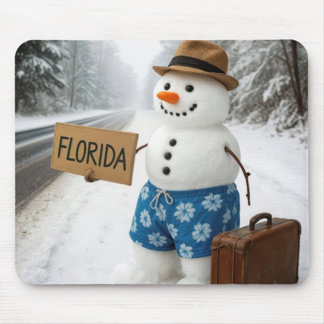Tapis De Souris Bonhomme de neige faisant de l'auto-stop pour la F (Devant)