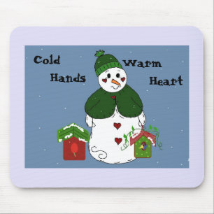 Tapis De Souris Bonhomme de neige - Mains froides, cœur chaud