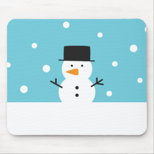 Tapis De Souris Bonhomme de neige mignon sur l'arrière - plan de