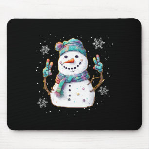 Tapis De Souris Bonhomme de neige Signe de paix Noël Neige Frimas