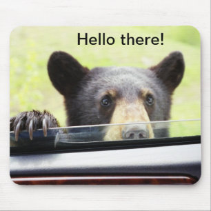 Tapis De Souris "Bonjour là !" Ours noir Mousepad