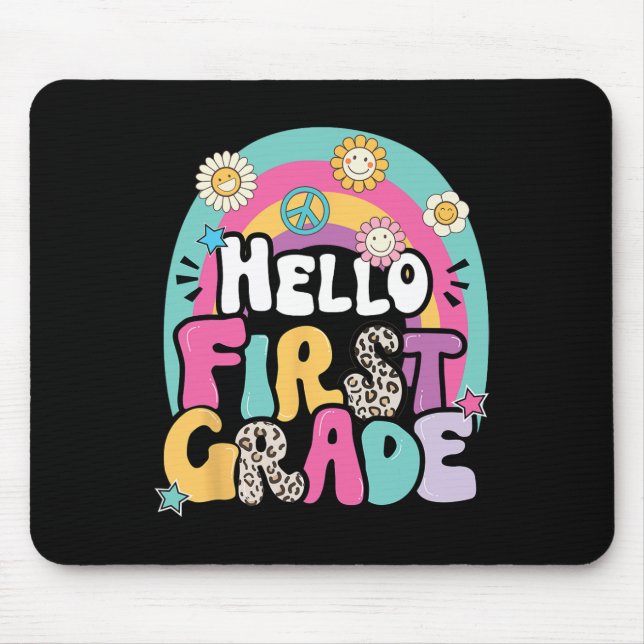 Tapis De Souris Bonjour Première Année Retour À L'École Enseignant (Devant)