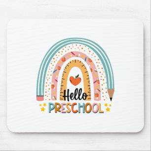 Tapis De Souris Bonjour professeur de maternelle bohème arc-en-cie