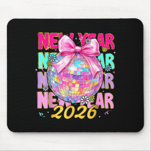 Tapis De Souris Bonne Année 2026 Coquette Nœud & Boule Disco 