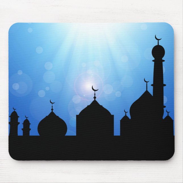 Tapis De Souris Bonne mosquée de l'Aïd avec rayons du soleil (Devant)