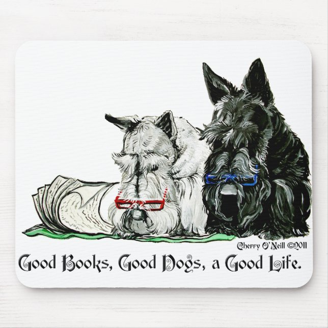 Tapis De Souris Bonne vie de Terrier d'écossais (Devant)