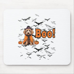Tapis De Souris Boo ! Chien Doodle Halloween En Sorcière Avec T