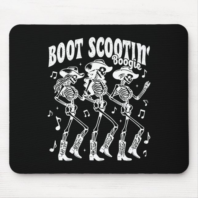 Tapis De Souris Boot Scootin' Boogie Retro Western Skeleton Dancin (Devant)
