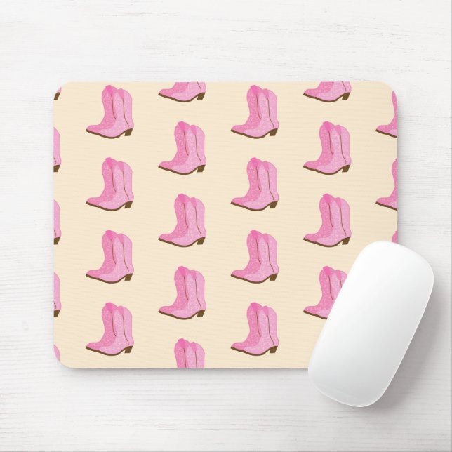 Tapis De Souris Boots Cowboy Pink Country Texas Ranch (Avec souris)