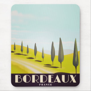 Tapis De Souris Bordeaux, affiche de voyage de style Vintage franç