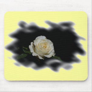Tapis De Souris Bords brûlés à la rose blanche