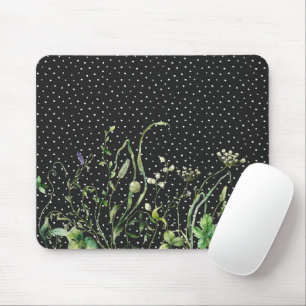 Tapis De Souris Bordure de fleurs sauvages sur pois
