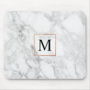 Tapis De Souris Bordure de marbre et de faux Monogramme Souris