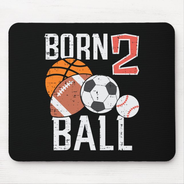 Tapis De Souris Born Basketball Football 2nd Birthday Toddler Boy  (Devant)