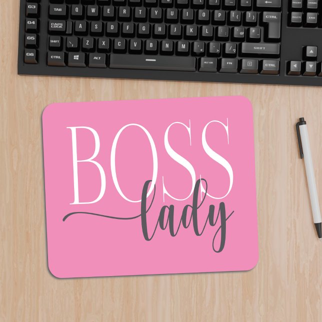 Tapis De Souris Boss Lady Pink et Grey Mousepad (Créateur téléchargé)