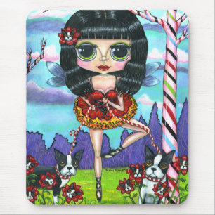 Tapis De Souris Boston Terrier Ballet Ballerina Fairy Big Eyes