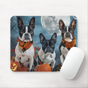 Tapis De Souris Boston terrier Halloween Épouvantable