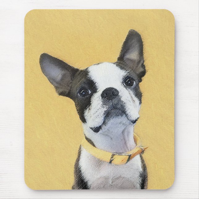 Tapis De Souris Boston Terrier Peinture - Cute Original Chien Art (Devant)
