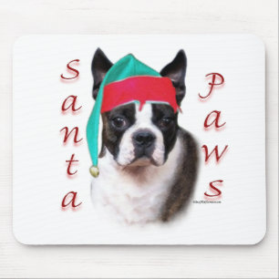 Tapis De Souris Boston Terrier Père Noël Paws