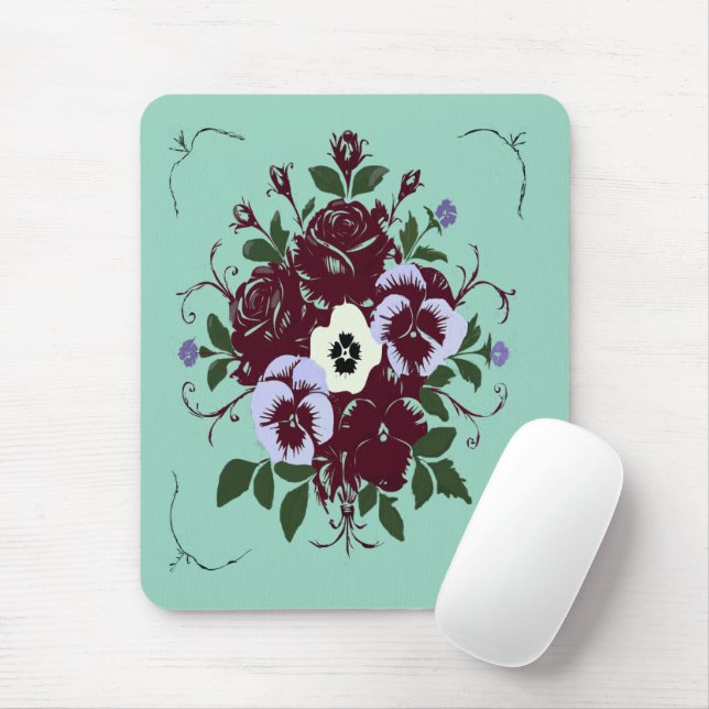 Tapis de Souris Botanique – Bouquet de Violettes (Avec souris)