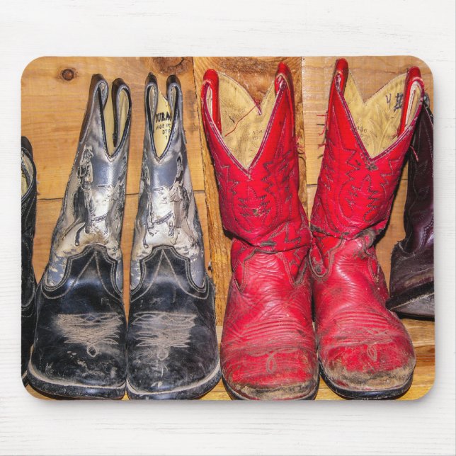 Tapis De Souris Bottes bien portées Cowboy - Femmes (Devant)