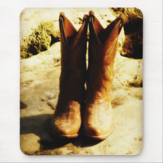 Tapis De Souris Bottes de cowboy occidentales de pays rustique au