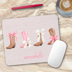Tapis De Souris Bottes de cowgirl Cute Coquette Personnalisées