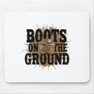 Tapis De Souris Bottes Sur Le Terrain Western Cowboy Rodeo Country