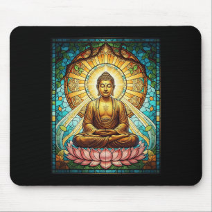 Tapis De Souris Bouddha vitrail Bouddhisme zen Méditation spiritue